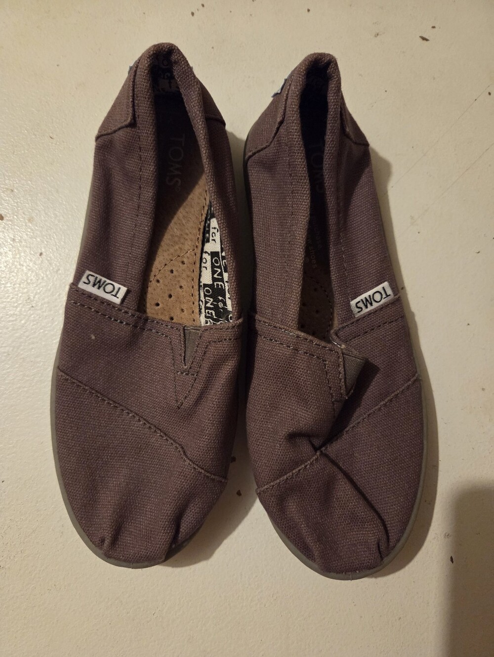 Toms Kids Slip-On Moccasins in Brown Canvas